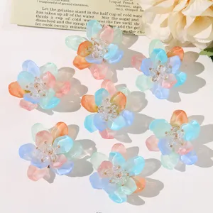 Summer Sea Salt Blue Beaded Three Dimensional Peony Flower DIY Glass Seed Beads Jewelry Accessory For Earrings Hair