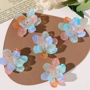 Summer sea salt blue beaded translucent flower DIY accessories for earrings, hair clips and shoes.