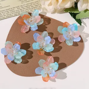 Summer sea salt blue 3D flower DIY beaded accessories detail view for shoes earrings hair clips