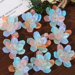 Summer translucent resin flower DIY charms with bead centers for earrings shoes hair accessories