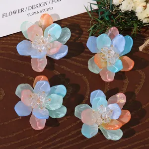 Summer gradient flower resin acrylic DIY accessories for earrings and shoe charms.