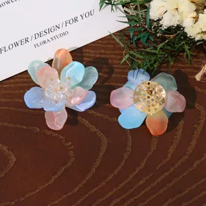 Clear colorful resin flower accessories diy material for earrings, shoes or hair ornaments details.