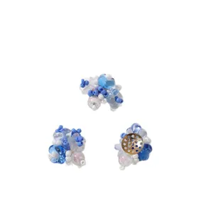 Summer sea salt blue beaded flower DIY jewelry accessories for earrings and buttons.