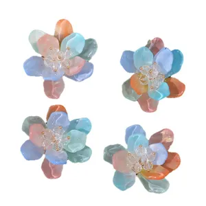 Summer sea salt blue 3D flower charm resin beaded DIY accessories for earrings shoes hair