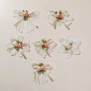 3D lace bow flower patches embroidery organza ribbon DIY hair apparel accessories set
