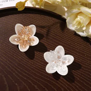 Pearlescent crystal flower patches DIY hair accessories jewelry apparel set of 2