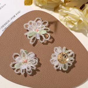 Beaded flower DIY accessories detail, transparent glass beads charm for earrings hairpins shoes.