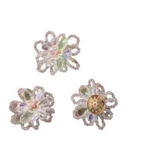 Summer fresh glass bead hollow flower DIY charms for earrings, hair clips, brooches, or shoe flowers.