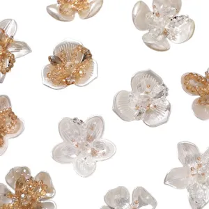 Pearl crystal flower patches DIY accessories for earrings hair clips and apparel decor