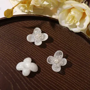 Resin four-petal flower DIY shoe charms crystal center accessories for earrings hair clips