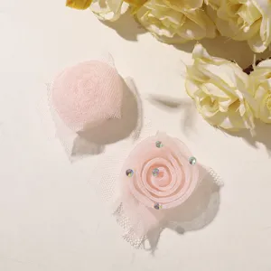 Rose en Chiffon Rose DIY Applique Dentelle Ruban Fleur Robe De Mariée Accessoire Cheveux