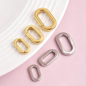 Polished oval spring clasps stainless steel jump rings for DIY jewelry making bracelets necklaces