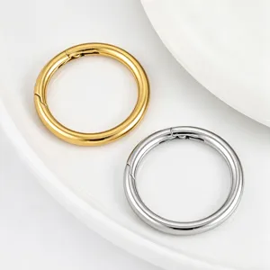 Stainless steel round spring ring clasp DIY jewelry necklace metal hook loop new