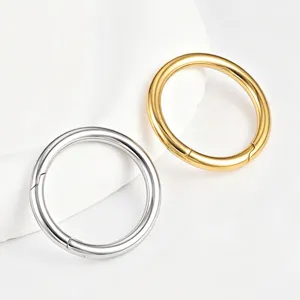 Round spring snap hook, metal jewelry connector ring, DIY bag hardware accessory detail shot