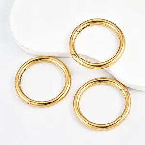 Stainless steel spring round rings gold snap hooks for jewelry making DIY necklaces.