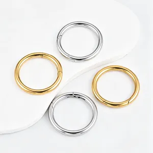 Stainless steel round spring clasps, gold and silver metal ring buckles for DIY jewelry making.