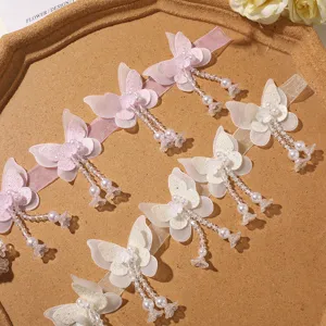 Korean dopamine double layer beaded tassel butterfly patch DIY princess hair accessories