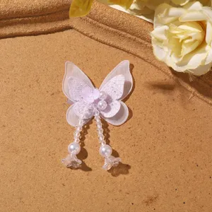 Korean dopamine double-layer beaded tassel butterfly patch DIY hair accessory clothing