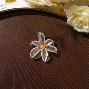 Iridescent clear acrylic flower DIY charm for earrings, hair accessories and jewelry making.