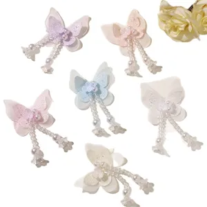 Korean dopamine double layer beaded tassel butterfly patch DIY princess hair accessory clothing