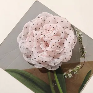 Fiore in tulle trasparente a pois rosa accessorio per capelli DIY decorazione vestito.