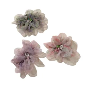 Prachtige gegradueerde organza bloem haaraccessoires met sprankelende strass steentjes knutselen.