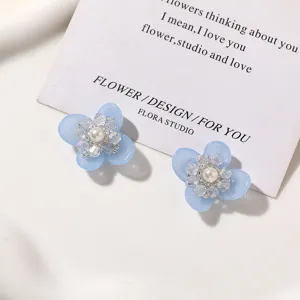 Sweet crystal flower resin diy stud earrings shoe charms accessories detail view