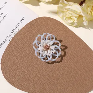 Handmade blue beaded flower detail shot, perfect for DIY jewelry earrings and brooches.