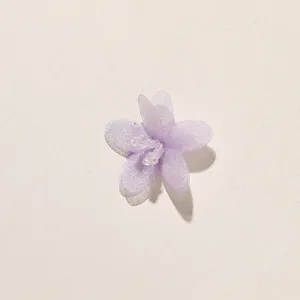 Fiore a cinque petali in organza viola chiaro accessorio fai da te per abbigliamento.