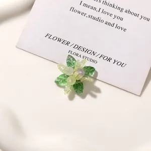 Green beaded flower DIY charm for hairpins and clogs, fresh forest style summer accessory.