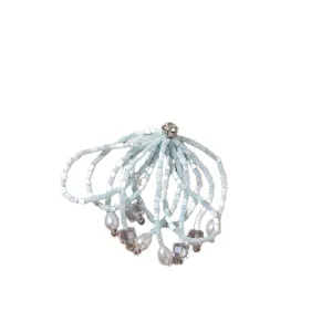 Light blue beaded crystal tassel DIY hair accessory or earring pendant for elegant styling