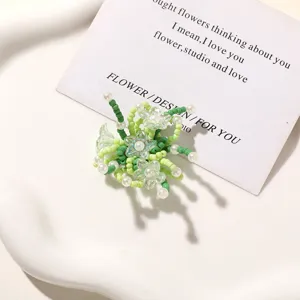 Green beaded flower DIY charms for earrings, hair clips, and shoes, fresh summer accessories.