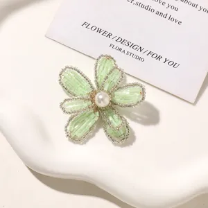 Green beaded flower DIY accessory, perfect for hairpins, earrings and shoe charms.