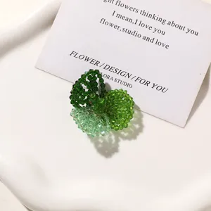 Green beaded flower DIY accessories, suitable for earrings, hair clips and shoe charms.