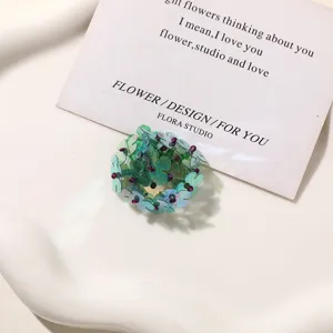 Green beaded flower DIY shoe charm earring hair clip accessory for summer daily wear