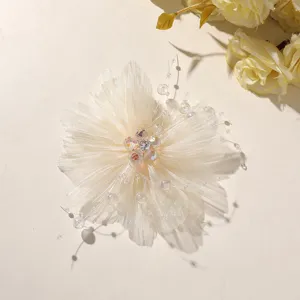 Detailed view of the sweet mesh crystal beaded flower accessory, perfect for DIY hair clips.