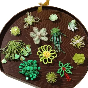 Summer fresh green beaded flower DIY accessories set for earrings hairpins shoes charms