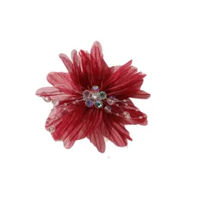 Sweet mesh crystal flower hair accessory and brooch for DIY fashion and cute styling.