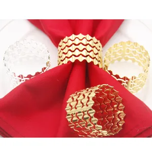 Metal Napkin Rings Hollow Out Wave Design Gold Silver Napkin Holders For Hotel Wedding Party Table Decor
