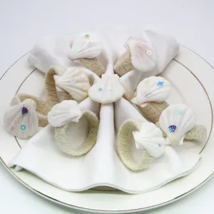 Portatovaglioli in Conchiglia Naturale e Corda di Canapa Decorazione per Tavola Creativa Anello per Tovaglioli da Hotel