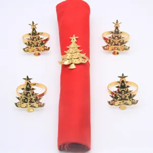 Weihnachtsbaum Serviettenring Metall Gold Silber Galvanisiert Tischdekoration Hotel Party Abendessen Serviettenhalter