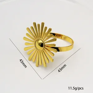 Gold sunburst napkin ring, hotel wedding table decor, 43mm metal napkin holder 1pcs.