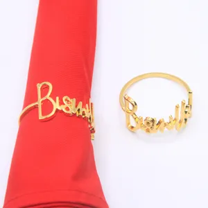 Minimalistischer Legierung Metall Buchstabe Serviettenring Gold Und Silber Initial Serviettenhalter Für Hochzeit Hotel Tischdekor