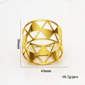 Anello portatovagliolo geometrico in metallo dorato supporto quadrato cavo decorazione tavola 30x45mm