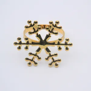 Goldene Schneeflocke Serviettenring Halter Metall Tischdeko für Weihnachten Party Festtafel