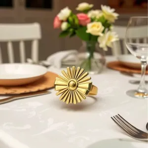 Gold sunflower napkin ring for hotel and western restaurant table decor exquisite detail