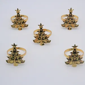 Goldene Weihnachtsbaum Serviettenringe 5er Set Tischdeko Hotel Tischdekoration Zubehör
