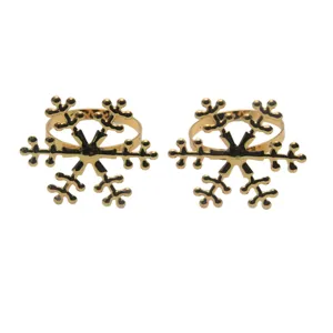 Goldene Schneeflocke Serviettenringe 2er Set Legierung Tischdeko für Weihnachten und Hotels.