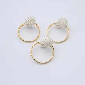 Gold plated metal spring double high-light pearl napkin ring minimalist dining table buckle
