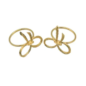 Gold bow napkin rings elegant metal napkin holders for wedding table decor dining room accessories